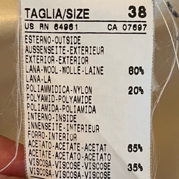 United Colors of Benetton Cream Wool Blend Trench Style Coat 38(2) - Picture 15 of 16